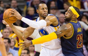 Andre Iguodala (9) might be a key factor in the series with his defense on LeBron James (23).   (NBAE/Getty Images)